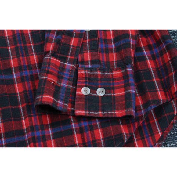 Northcrest Mens Medium Red Plaid Flannel Long Sleeve VTG Lumberjack - Picture 3 of 13